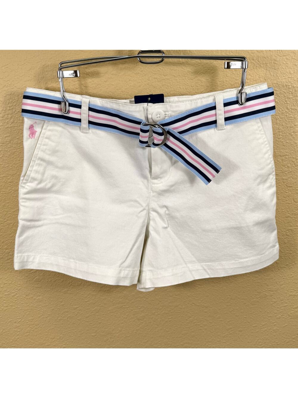NEW Polo Ralph Lauren Chino Shorts White Jr Girls Size 10 Belted NWT